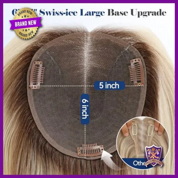 Large Base Human Hair Topper 6x5 Inch 60g For Thinning Hair Daily Wear